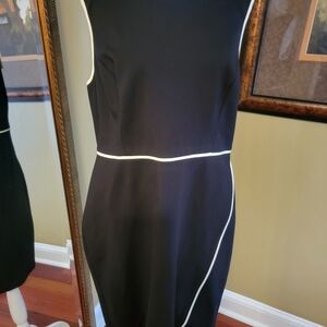 Elegant Black Dress with White Accents